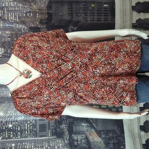 Van Heusen sz XL Multi Color V-Neck Short Sleeve Blouse